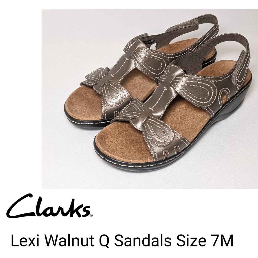 Clarks Lexi Walnut Q Brown Sandals Leather Straps Size 7M